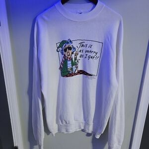 VINTAGE 90s Shoebox Greetings Christmas Sweatshirt XL "This Is As Merry As I Get